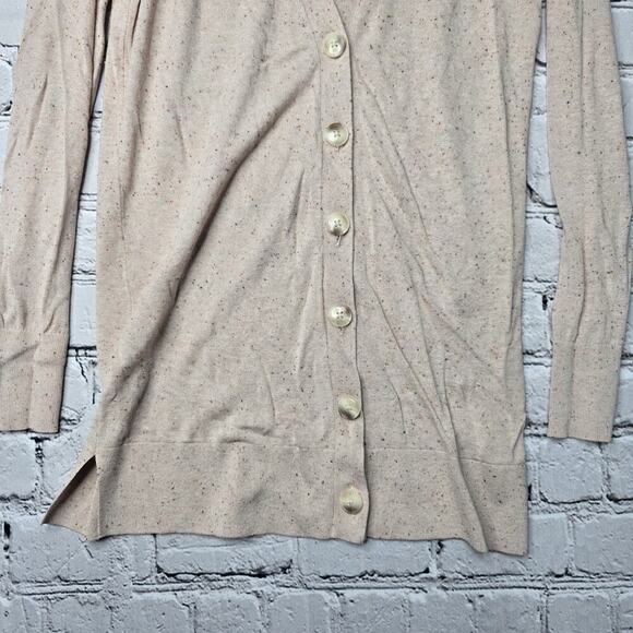 Loft Cotton Blend Button Beige Muted Blush Pink Duster Cardigan Sweater Size XS - Picture 3 of 11